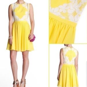 NWT Ted Baker Vember Floral Lace Mini Dress Yellow And White Ted Size 1 US 4